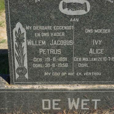 WET Willem Jacobus Petrus, de 1891-1958 &amp; Ivy Alice MOLLENTZE 1910-