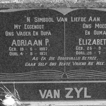 ZYL Adriaan P., van 1907-1971 &amp; Elizabeth J. 1913-1980