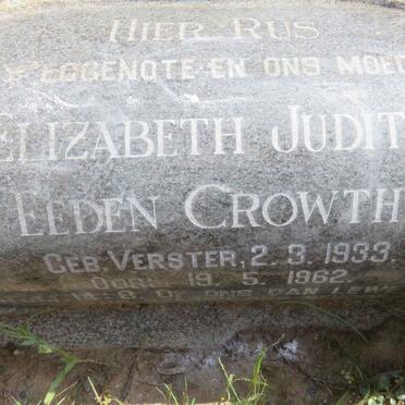 CROWTHER Robert F. 1926-1970 &amp; Elizabeth Judith v. Eeden VERSTER 1933-1962