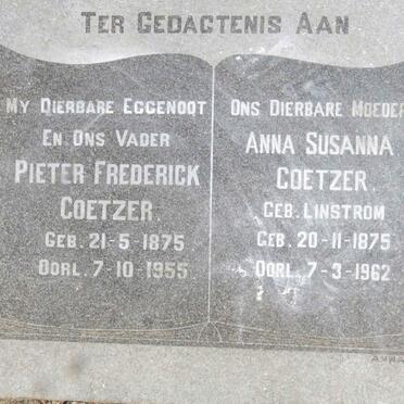 COETZER Pieter Frederick 1875-1955 &amp; Anna Susanna LINSTROM 1875-1962