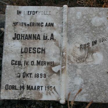 LOESCH Johanna D.A. nee V.D. MERWE 1898-1954