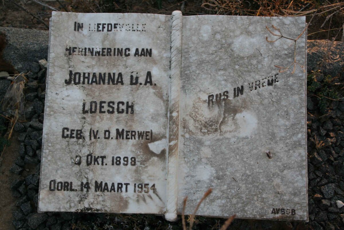 LOESCH Johanna D.A. nee V.D. MERWE 1898-1954