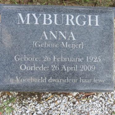 MYBURGH Anna nee MEIJER 1925-2009