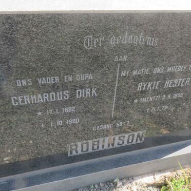 ROBINSON Gerhardus Dirk 1882-1980 &amp; Rykie Hester MENTZ 1890-1973