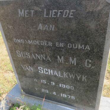 SCHALKWYK Susanna M.M.C., van 1900-1975