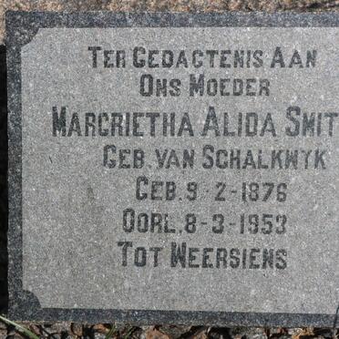 SMITH Magrietha Alida nee VAN SCHALKWYK 1876-1953