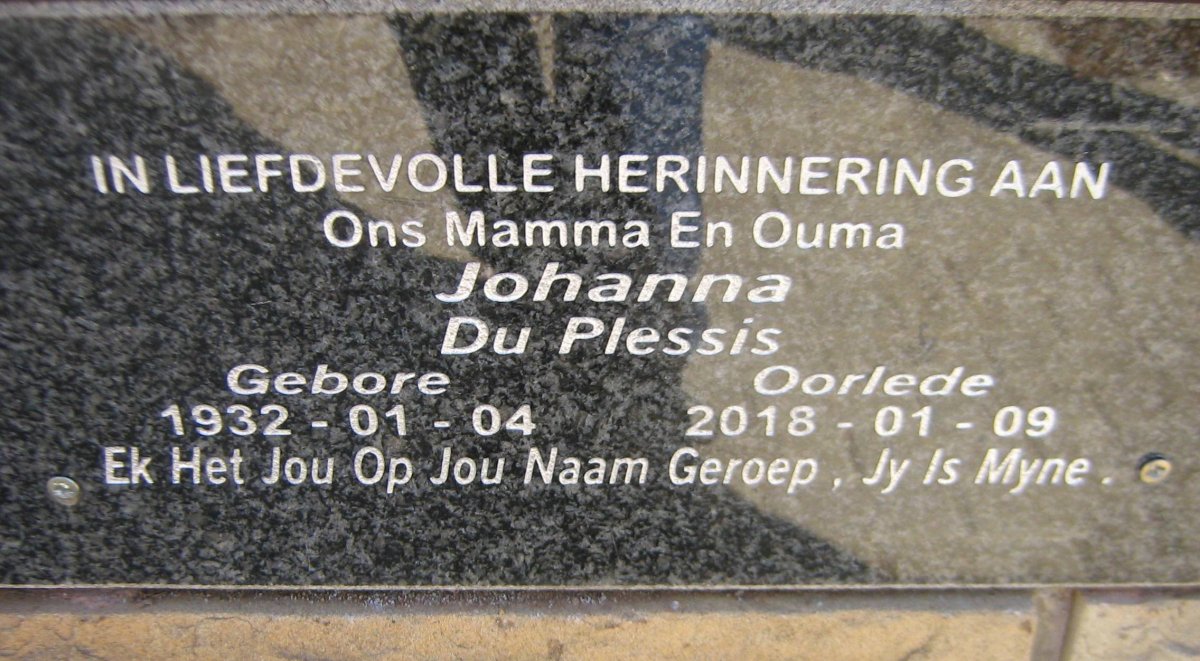 PLESSIS Johanna, du 1932-2018