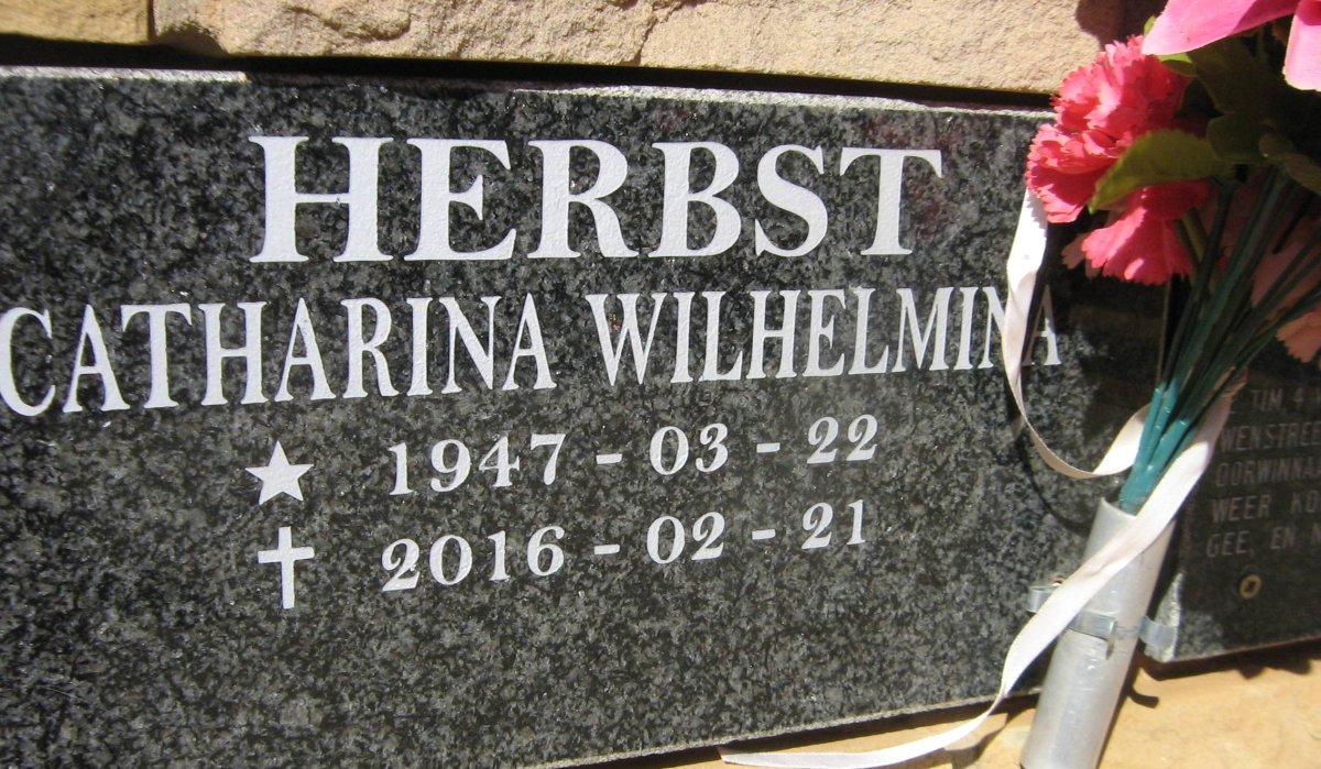 HERBST Catharina Wilhelmina 1947-2016