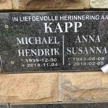 KAPP Michael Hendrik 1939-2018 &amp; Anna Susanna 1943-2018