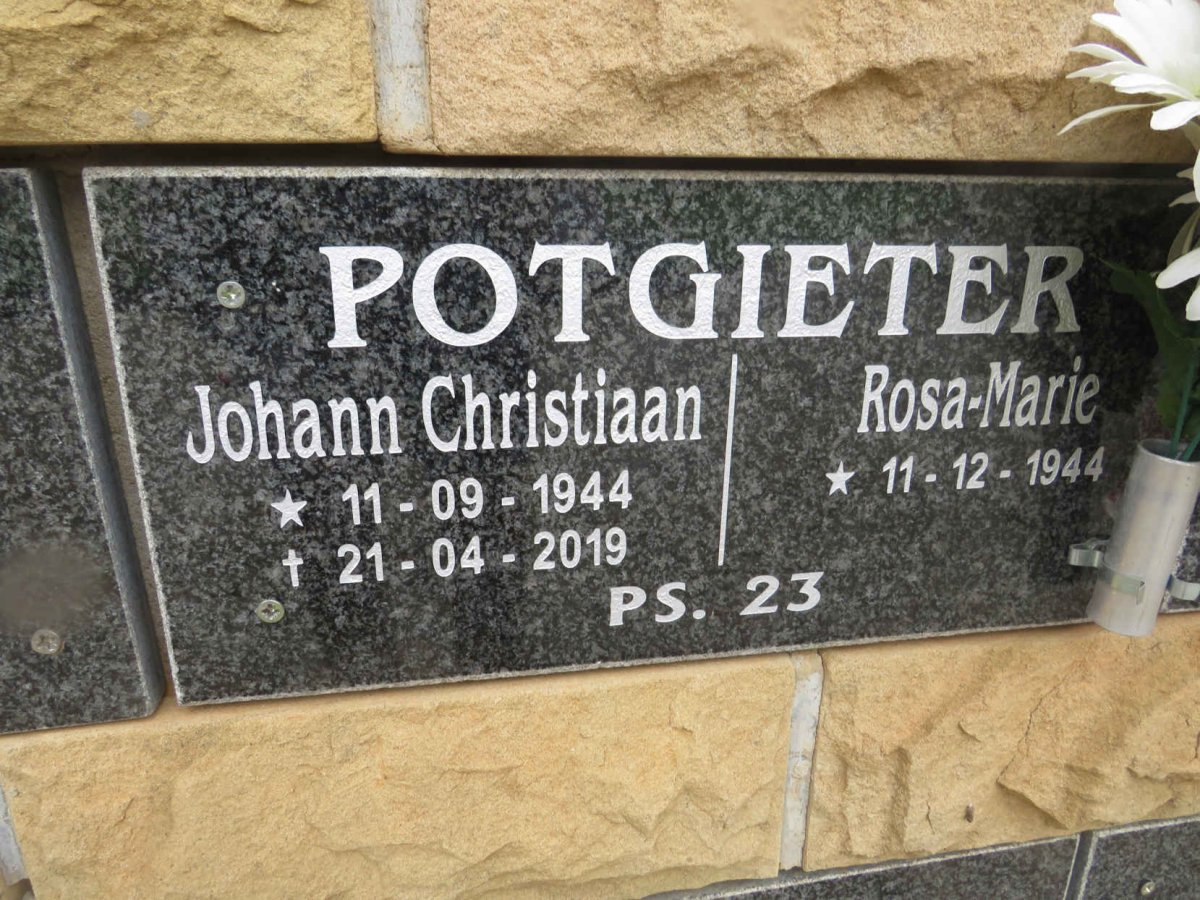 POTGIETER Johann Christiaan 1944-2019 &amp; Rosa-Marie 1944-