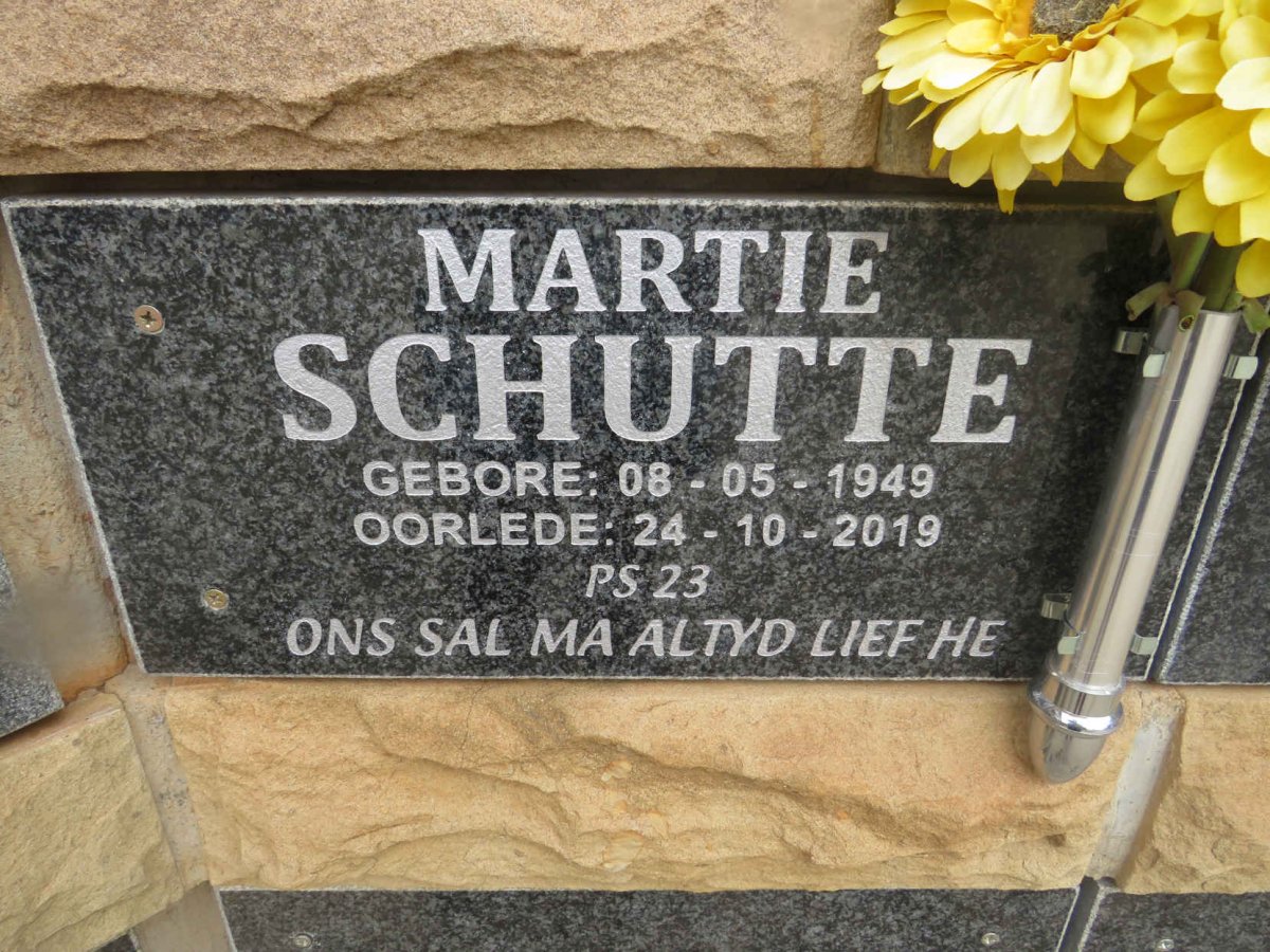 SCHUTTE Martie 1949-2019