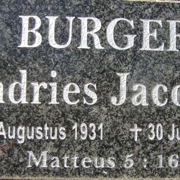 BURGER Andries Jacobus 1931-2016