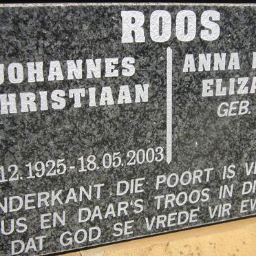 ROOS Johannes Christiaan 1925-2003 &amp; Anna Martha Elizabeth NELL