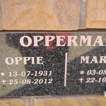 OPPERMAN Oppie 1931-2012 &amp; Martha 1941-2015