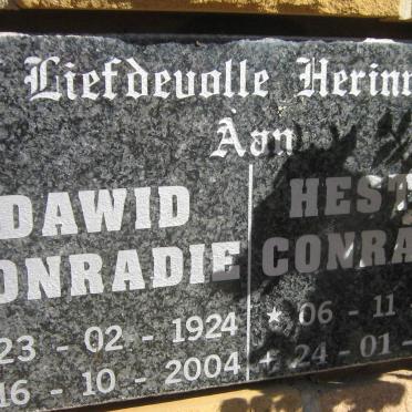 CONRADIE Dawid 1924-2004 &amp; Hester 1931-2015