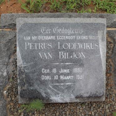 BILJON Petrus Lodewikus, van 1880-1951