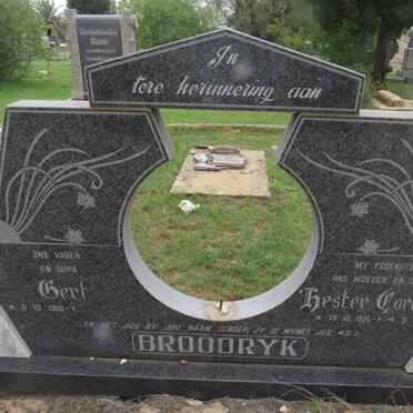 BROODRYK Gert 1916- &amp; Hester Cornelia 1921-1985