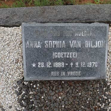 BILJON Anna Sophia, van nee COETZEE 1888-1970