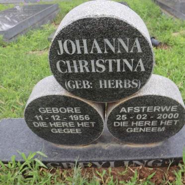 GREYLING Johanna Christina nee HERBS 1956-2000