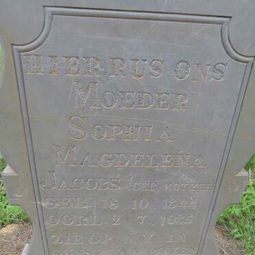JACOBS Sophia Magdelena nee KOTZEE 1844-1935