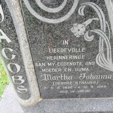 JACOBS Martha Johanna nee STRAUSS 1936-1988