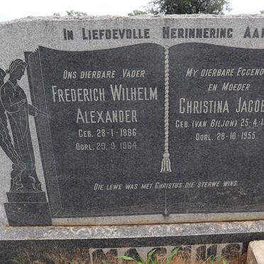 MAGNUS Frederich Wilhelm Alexander 1886-1964 &amp; Christina Jacoba VAN BILJON 1887-1955