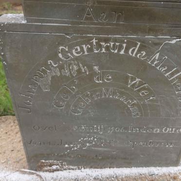 MALHERBE Johanna Gertruida nee DE WET 1863-1906