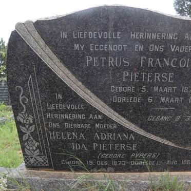 PIETERSE Petrus Francois 1870-1952 &amp; Helena Adriana Ida PYPERS 1873-1965