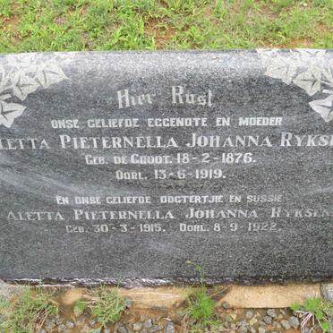 RYKSEN Aletta Pieternella Johanna 1876-1919 :: RYKSEN Aletta Pieternella Johanna 1915-1922