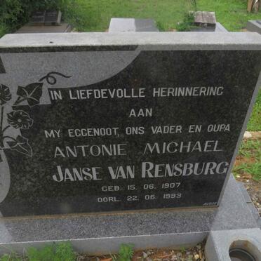 RENSBURG Antonie Michael, Janse van 1907-1993