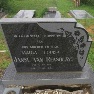RENSBURG Maria Louisa, Janse van 1911-1994
