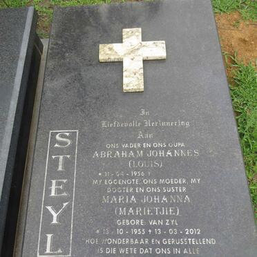 STEYL Abraham Johannes 1956- &amp; Maria Johanna VAN ZYL 1955-2012