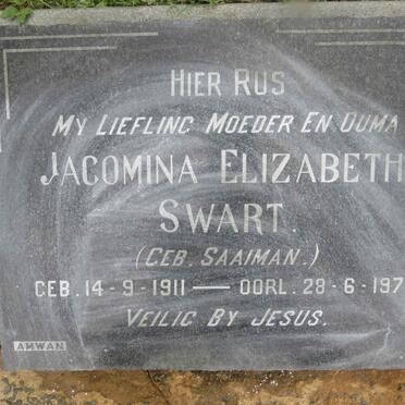 SWART Jacomina Elizabeth nee SAAIMAN 1911-1970