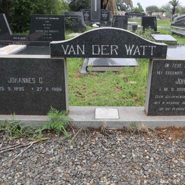 WATT Johannes G, van der 1895-1986 &amp; Johanna S. 1898-1980