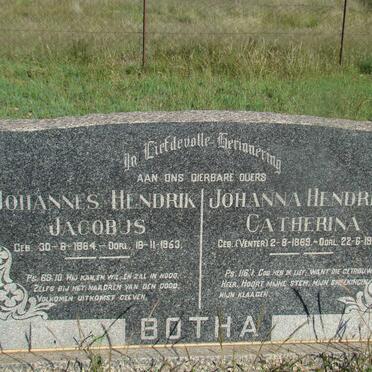 BOTHA Johannes Hendrik Jacobus 1864-1953 &amp; Johanna Hendrina Catherina 1869-1955