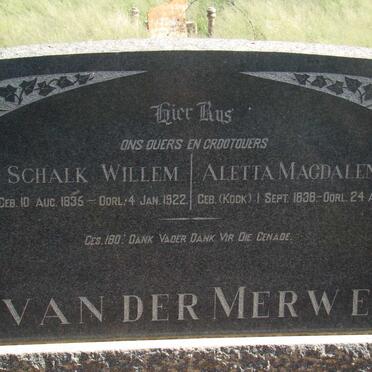 MERWE Schalk Willem, van der 1835-1922 &amp; Aletta Magdalena KOCK 1838-1891