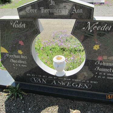 ASWEGEN Gerhardus Jacobus 1945- &amp; Johanna Jannette VAN DEN BERG 1948-1986