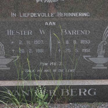 BERG Barend, van der 1893-1951 &amp; Hester W. 1907-1981