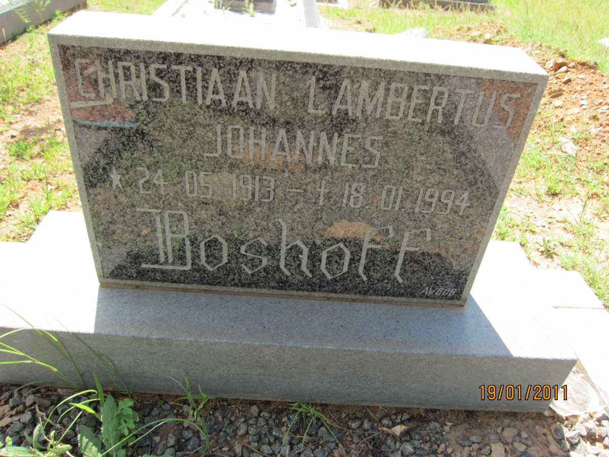BOSHOFF Christiaan Lambertus Johannes 1913-1994