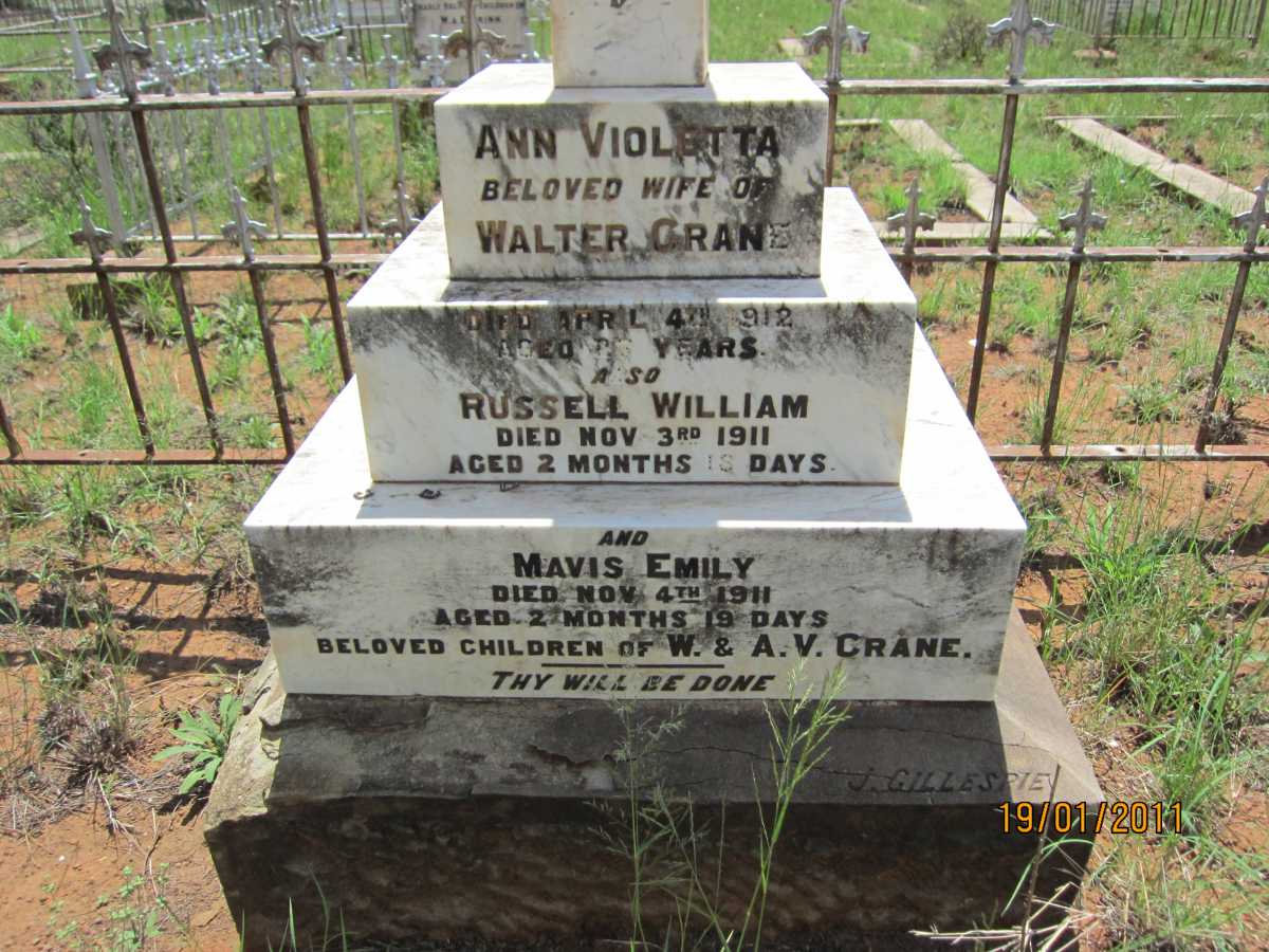 CRANE Ann Violette -1912 :: CRANE Russel William 1911-1911 :: CRANE Mavis Emily 1911-1911