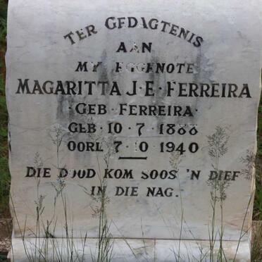 FERREIRA Magaritta J.E. nee FERREIRA 1888-1940