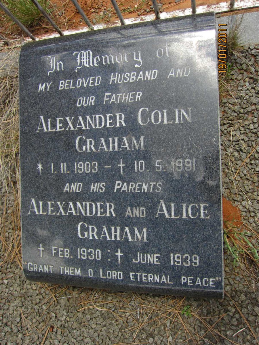 GRAHAM Alexander -1930 &amp; Alice -1939 :: GRAHAM Alexander Colin 1903-1991