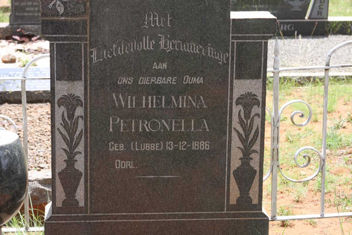 GROBLER Wilhelmina Petronella nee LUBBE 1886-