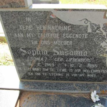 HOHLS Sophia Susanna nee LIEBENBERG 1949-1995