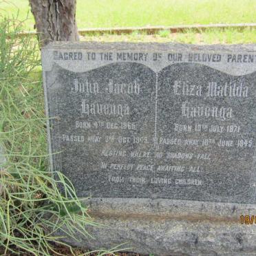 HAVENGA John Jacob 1866-19?9 &amp; Eliza Matilda 1871-1945
