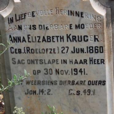 KRUGER Anna Elizabeth nee ROELOFZE 1860-1941