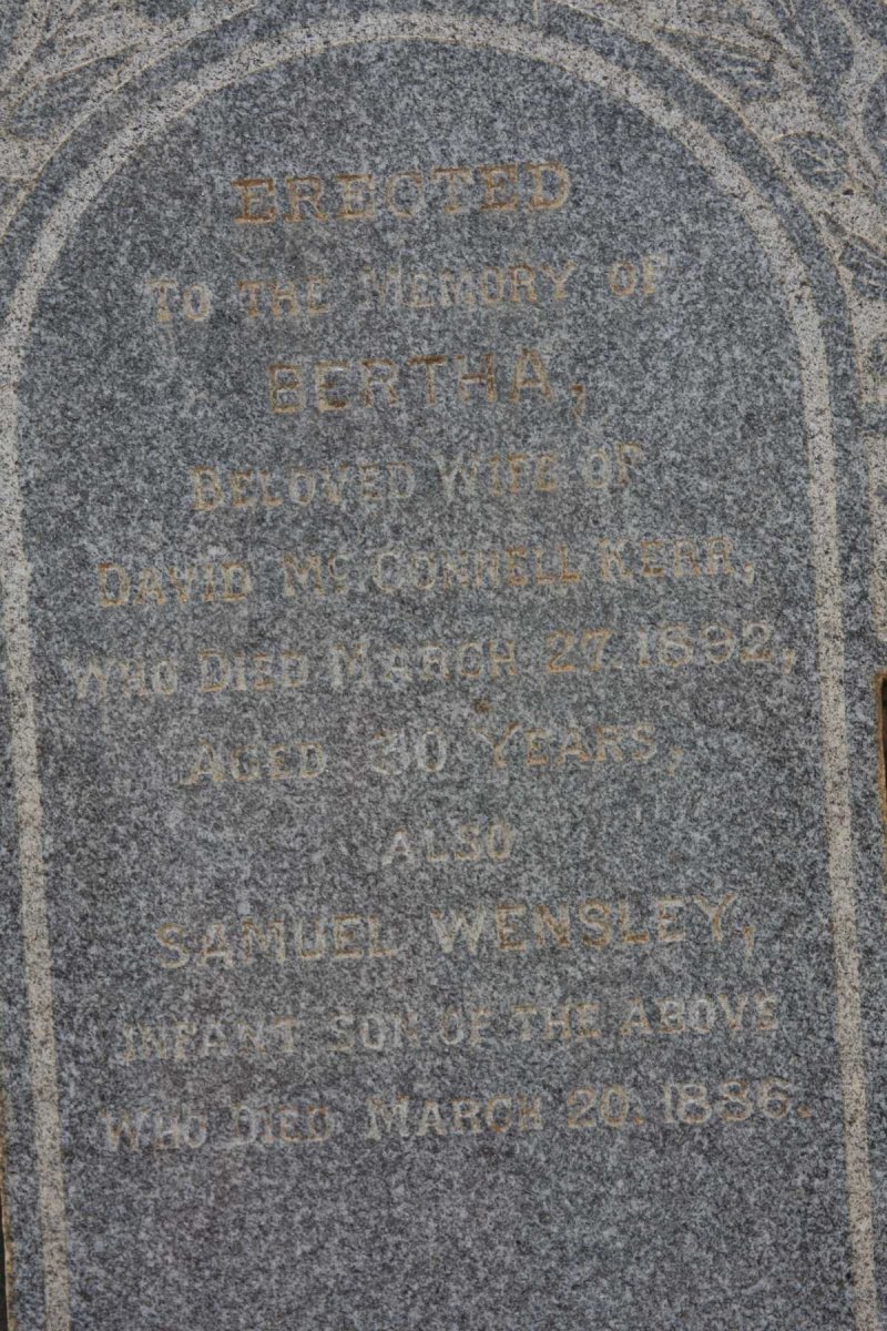 KERR Bertha, McConnell -1892  :: McCONNELL KERR Samuel Wensley -1886