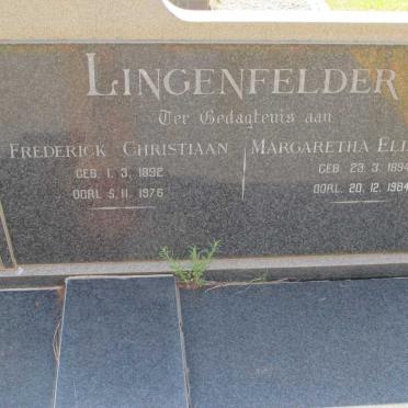 LINGENFELDER Frederick Christiaan 1892-1976 &amp; Margaretha Elizabeth 1894-1984