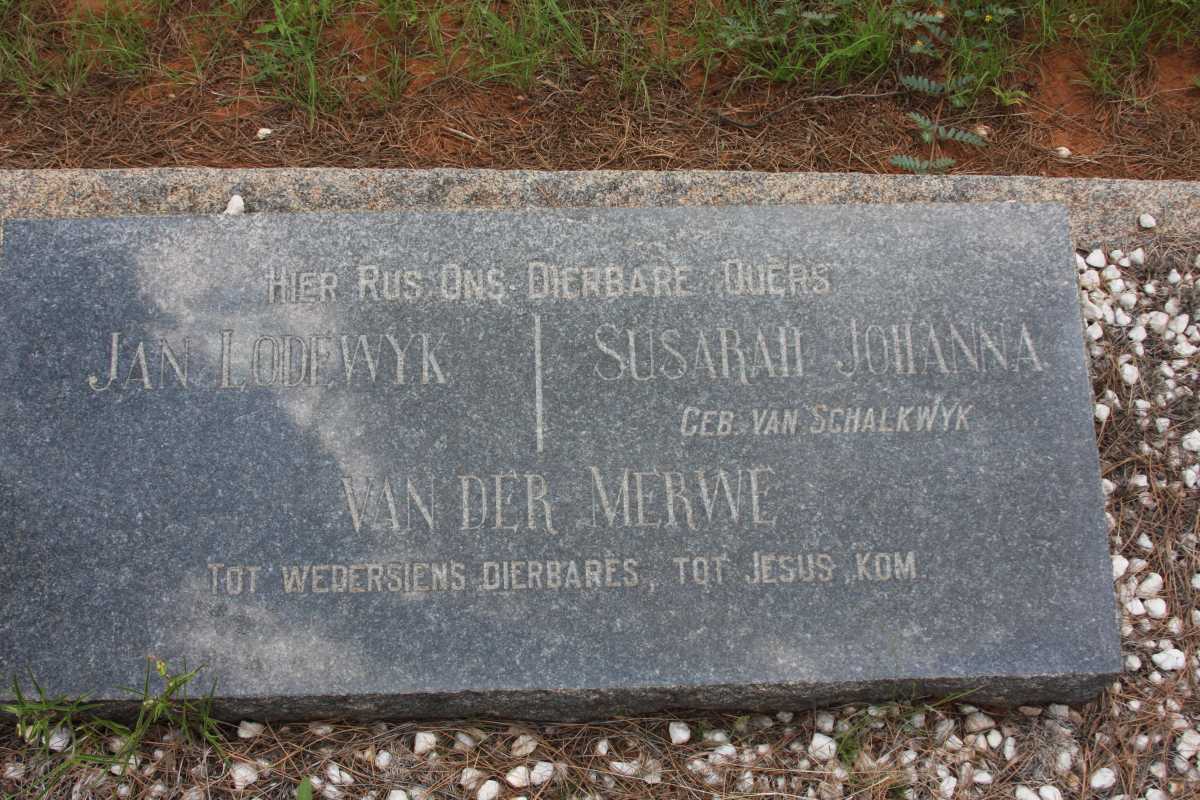 MERWE Jan Lodewyk, v.d &amp; Susarah Johanna v. SCHALKWYK