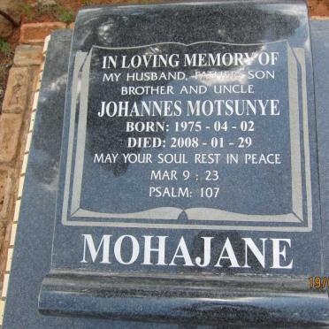 MOHAJANE Johannes Motsunye 1975-2008